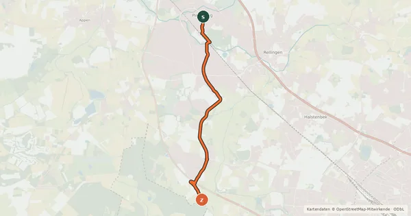 Kartenübersicht der Radroute Veloroute 3
