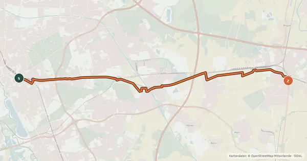 Kartenübersicht der Radroute Veloroute 5 - Radschnellweg Hannover-Lehrte