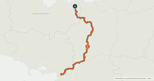 Kartenübersicht der Radroute Véloroute de la Rance et de la Vilaine
