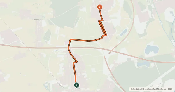 Kartenübersicht der Radroute Velten (96) - Leegebruch (99)