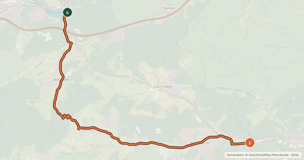 Kartenübersicht der Radroute Verbindung Liesingbachradweg zum Wienerwaldsee