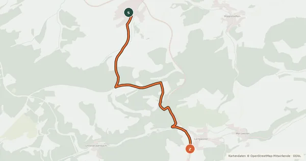 Kartenübersicht der Radroute Verbindung Sien-Langweiler