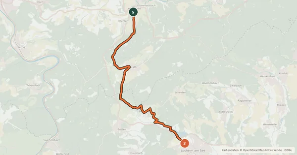 Kartenübersicht der Radroute Verbindung SLR - RHR