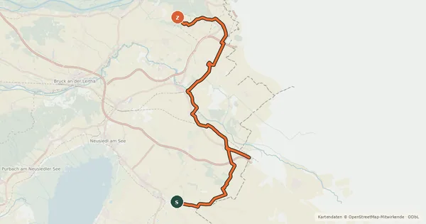 Kartenübersicht der Radroute Verbindungsradweg Donau-Nationalpark Neusiedler See