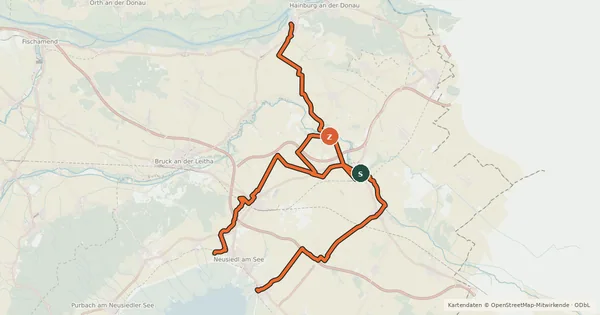 Kartenübersicht der Radroute Verbindungsradweg Donau-Neusiedler See