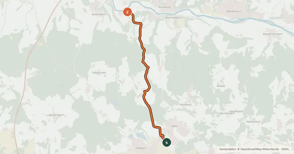 Kartenübersicht der Radroute Verbindungsradweg Regental-Falkenstein