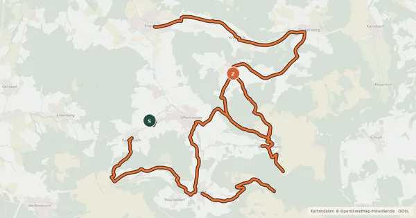 Kartenübersicht der Radroute Verbindungsroute Hammerbachtal