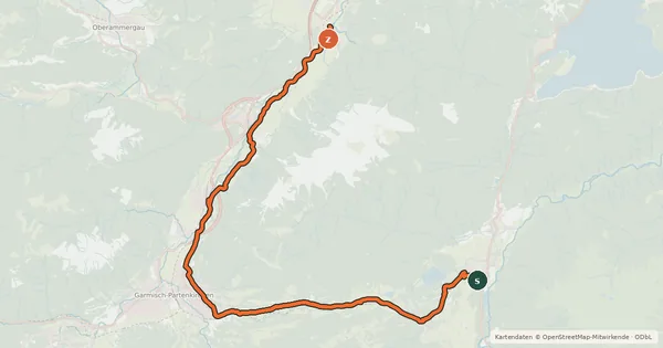Kartenübersicht der Radroute Verbindungsweg Königssee-Bodensee / Isarradweg