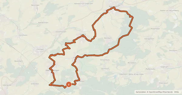Kartenübersicht der Radroute Vesper-Tour