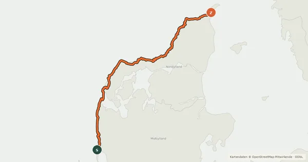 Kartenübersicht der Radroute Vestkystruten