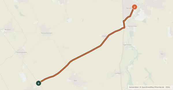 Kartenübersicht der Radroute Vettweiß (83) - Nörvenich (89)