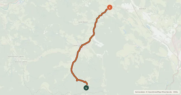Kartenübersicht der Radroute Via Natura Radweg