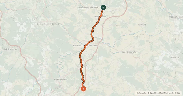 Kartenübersicht der Radroute Via Romea Germanica - Bayern