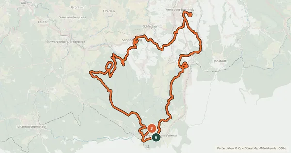 Kartenübersicht der Radroute Vier Hübel Tour
