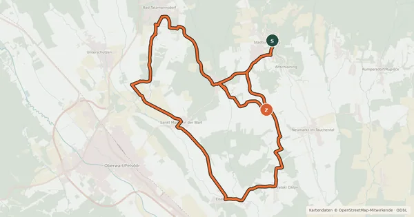 Kartenübersicht der Radroute Vier-Jahreszeiten-Radweg