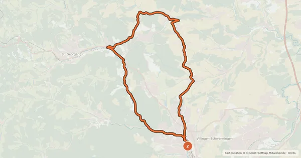 Kartenübersicht der Radroute Villingen-Route