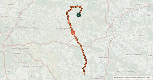 Kartenübersicht der Radroute Vilstalradweg