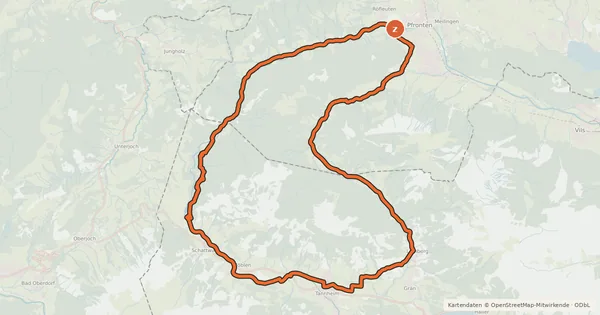 Kartenübersicht der Radroute Vilstalrunde