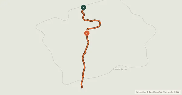 Kartenübersicht der Radroute Vltavská cyklistická cesta (nevyznačeno)