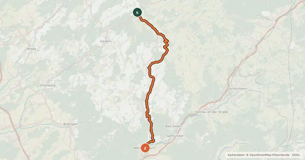 Kartenübersicht der Radroute Vogelsberg Südbahnradweg