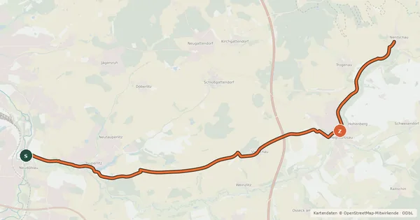 Kartenübersicht der Radroute Vogtland-Radweg