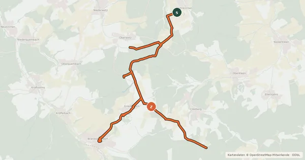 Kartenübersicht der Radroute Vollnkirchen - Brandoberndorf