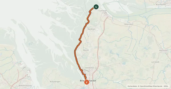 Kartenübersicht der Radroute Vom Teufelsmoor zum Wattenmeer Alternative