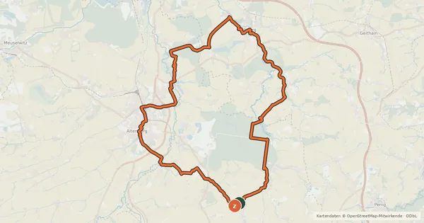 Kartenübersicht der Radroute Von Altenburg ins Kohrener Land