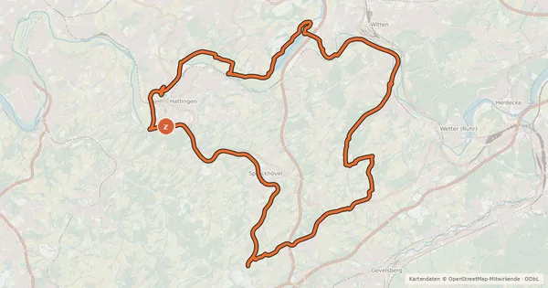 Kartenübersicht der Radroute Von Ruhr zur Ruhr
