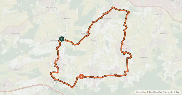 Kartenübersicht der Radroute Voralbroute