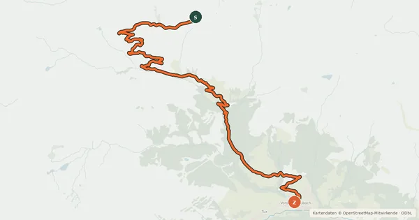 Kartenübersicht der Radroute Vorderlanersbach - Geiseljoch