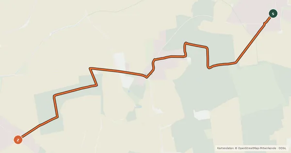 Kartenübersicht der Radroute Vordorf Sportplatz (17) - Lagesbüttel (16)