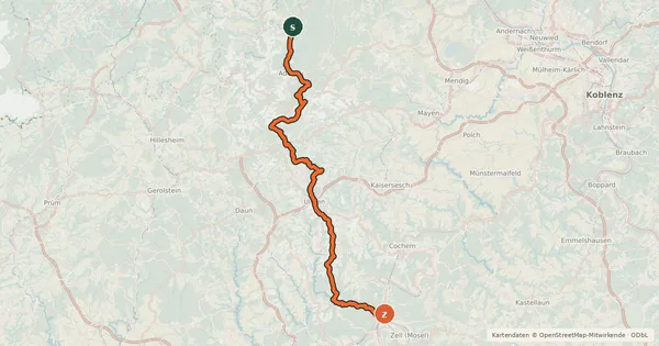 Kartenübersicht der Radroute Vulkan-Rad-Route Eifel