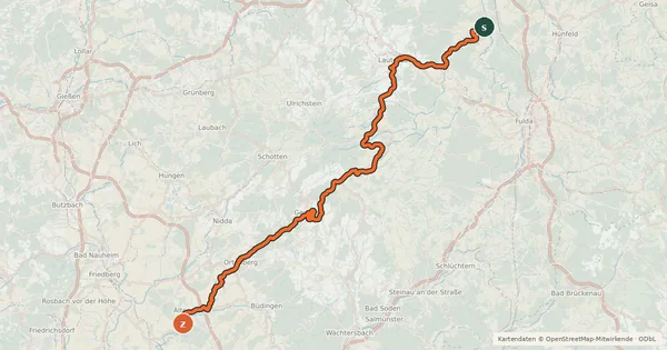Kartenübersicht der Radroute Vulkanradweg