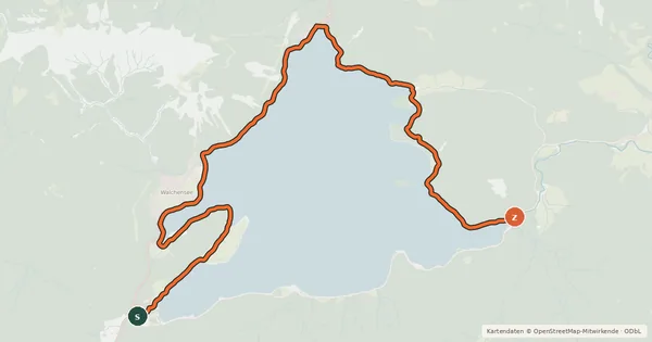 Kartenübersicht der Radroute Walchensee West + Nord + Ost