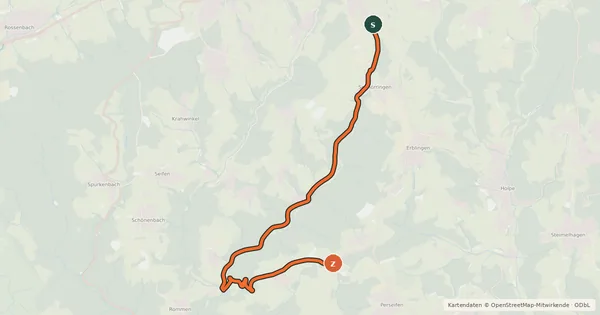 Kartenübersicht der Radroute Waldbröl (06) - Windeck (66)