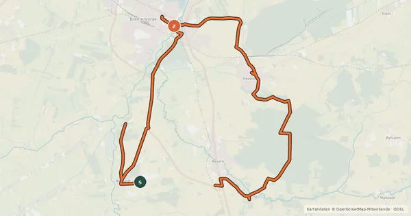 Kartenübersicht der Radroute Waldentdecker-Route