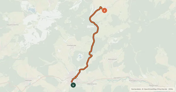 Kartenübersicht der Radroute Waldhessen R10.2