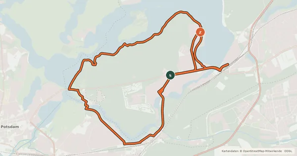 Kartenübersicht der Radroute Wannsee-Babelsberg Route