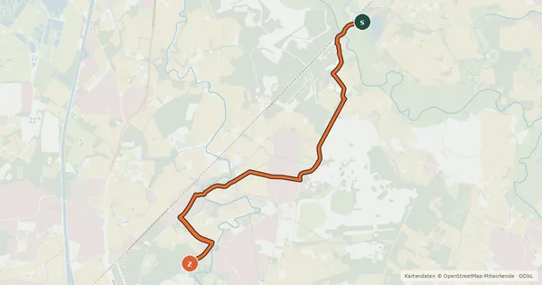 Kartenübersicht der Radroute Warendorf (18) - Münster (27)