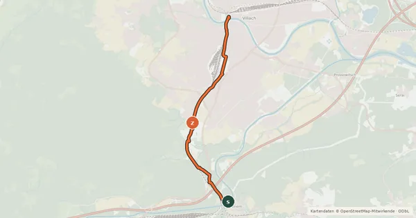Kartenübersicht der Radroute Warmbaderweg