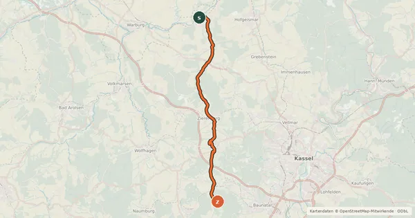 Kartenübersicht der Radroute Warmetal-Radweg