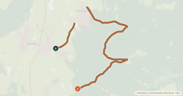Kartenübersicht der Radroute Warngau - Taubenberg