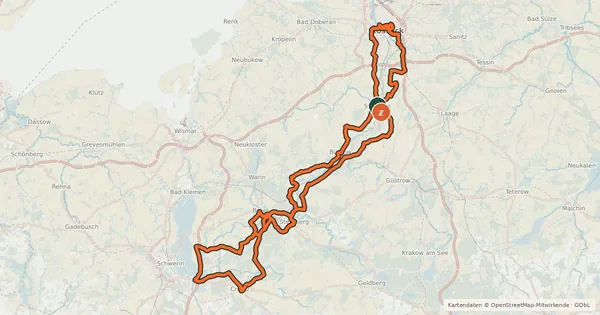 Kartenübersicht der Radroute Warnowtal Rundweg
