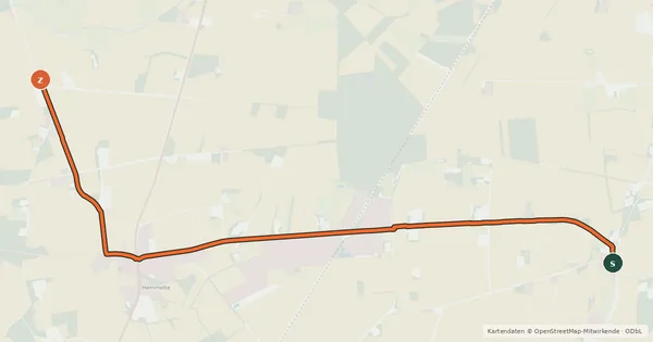 Kartenübersicht der Radroute Warnstedt (37) - (41)