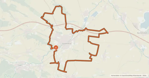 Kartenübersicht der Radroute Wartenrundweg Quedlinburg