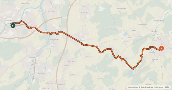 Kartenübersicht der Radroute Wasseramt-Route