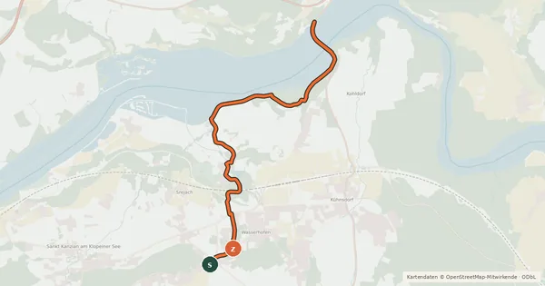 Kartenübersicht der Radroute Wasserhofner Radweg