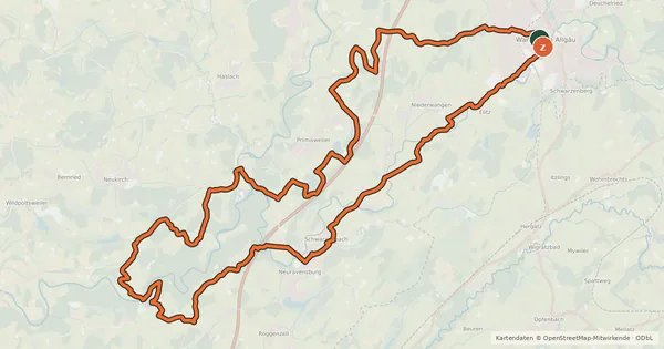 Kartenübersicht der Radroute Wasserroute 14 - Wangen