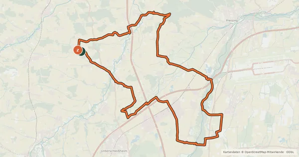 Kartenübersicht der Radroute Wasserweg Freising
